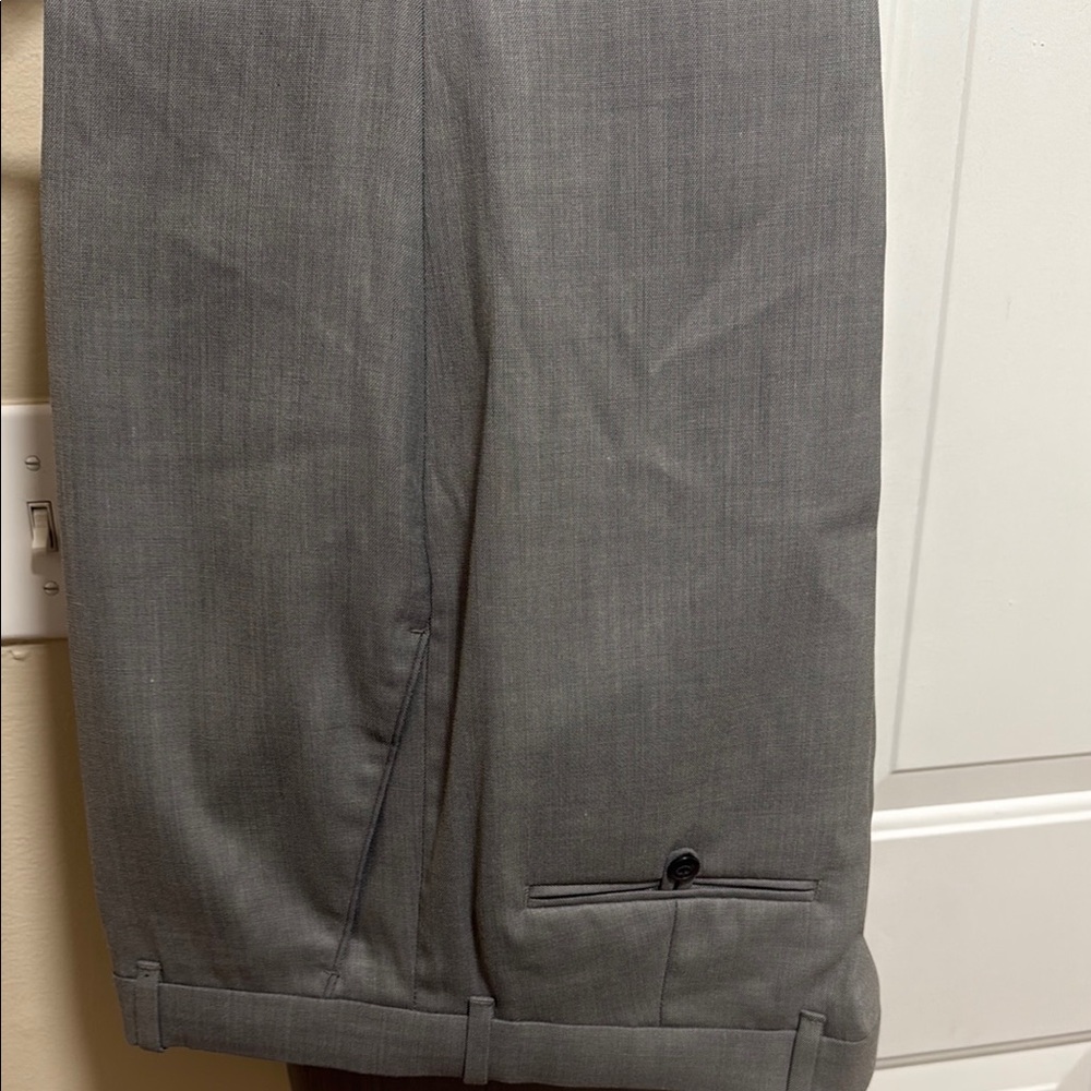 Gray Tailored Dress Pants with Classic Straight Leg